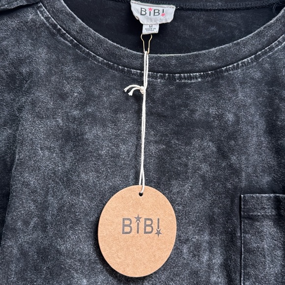 NWT BiBi Mineral Washed Charcoal Black Pocketed Top - Picture 5 of 8